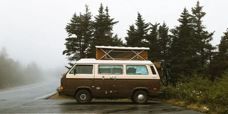 camper parked on side of road